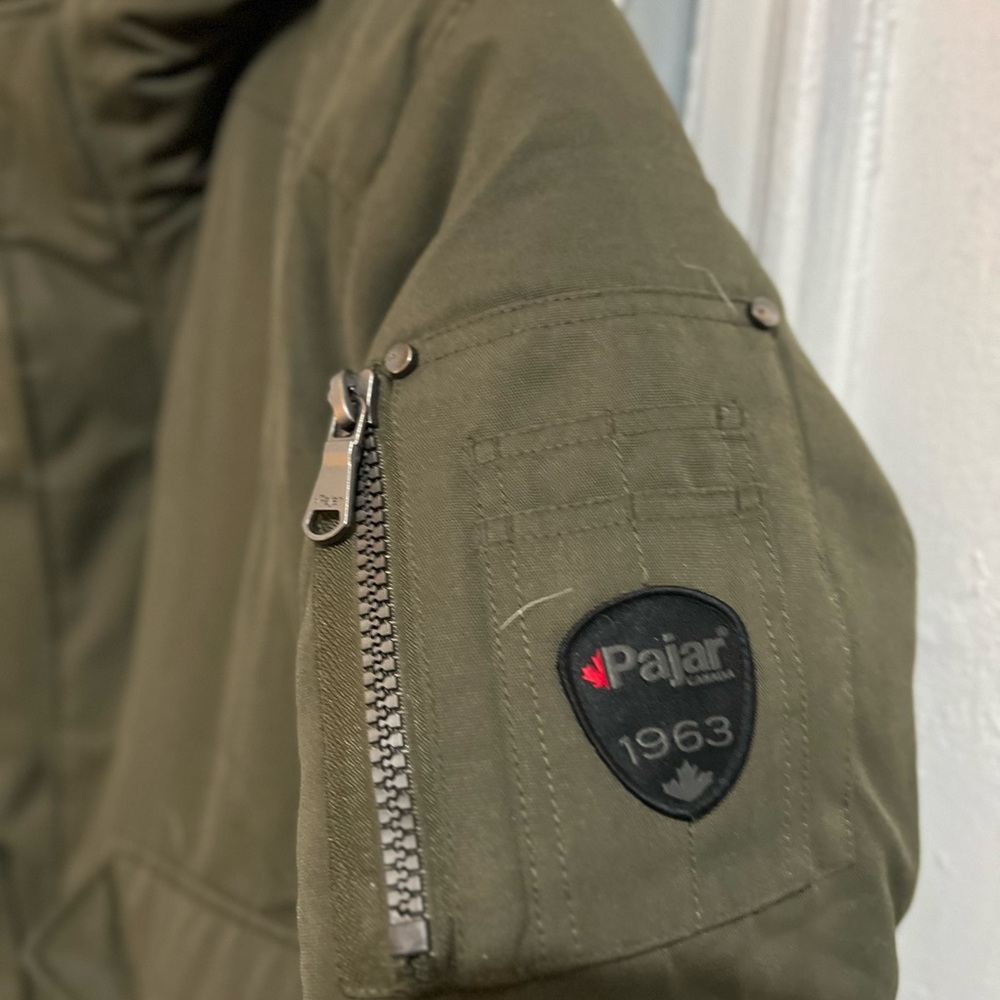 Pajar Olive Green Puffer Jacket with Fur Hood - Picture 2 of 3